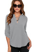 Sexy Grey V Neck Loose Fitting Chiffon Blouse